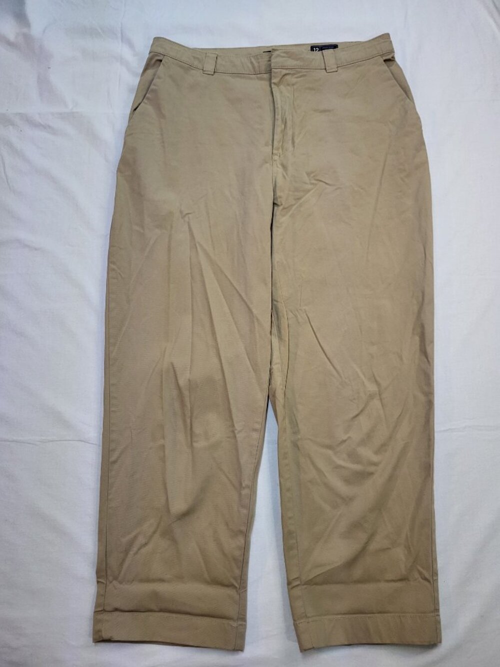 GAP Straight Up Khaki Trouser Pants S 12 Tan Neutral Garment Dyed Quiet Luxury